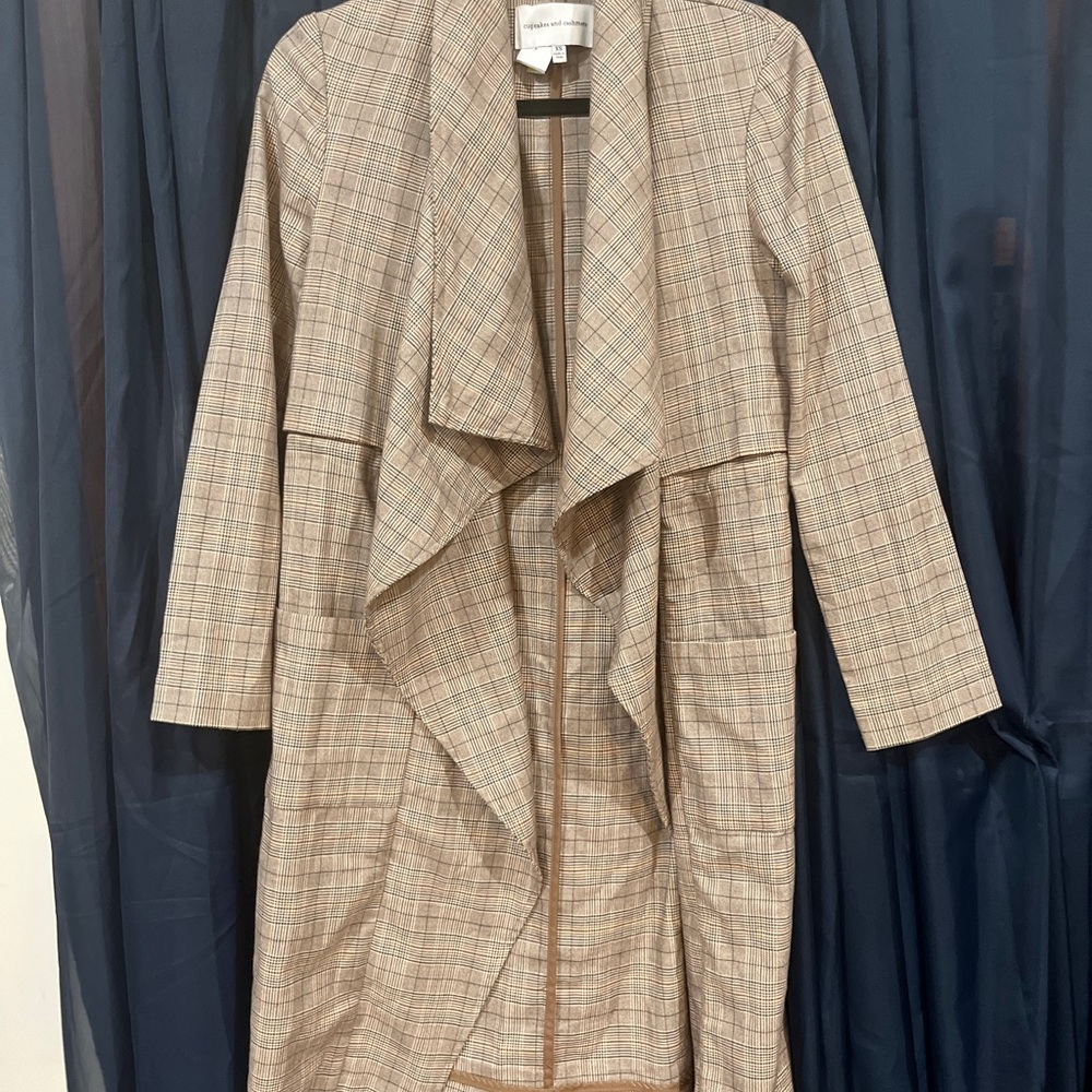 cupcakes & cashmere Plaid Trench Coat